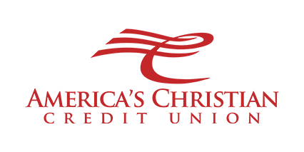 Logo of America&#39;s Christian Credit Union with red text on a white background