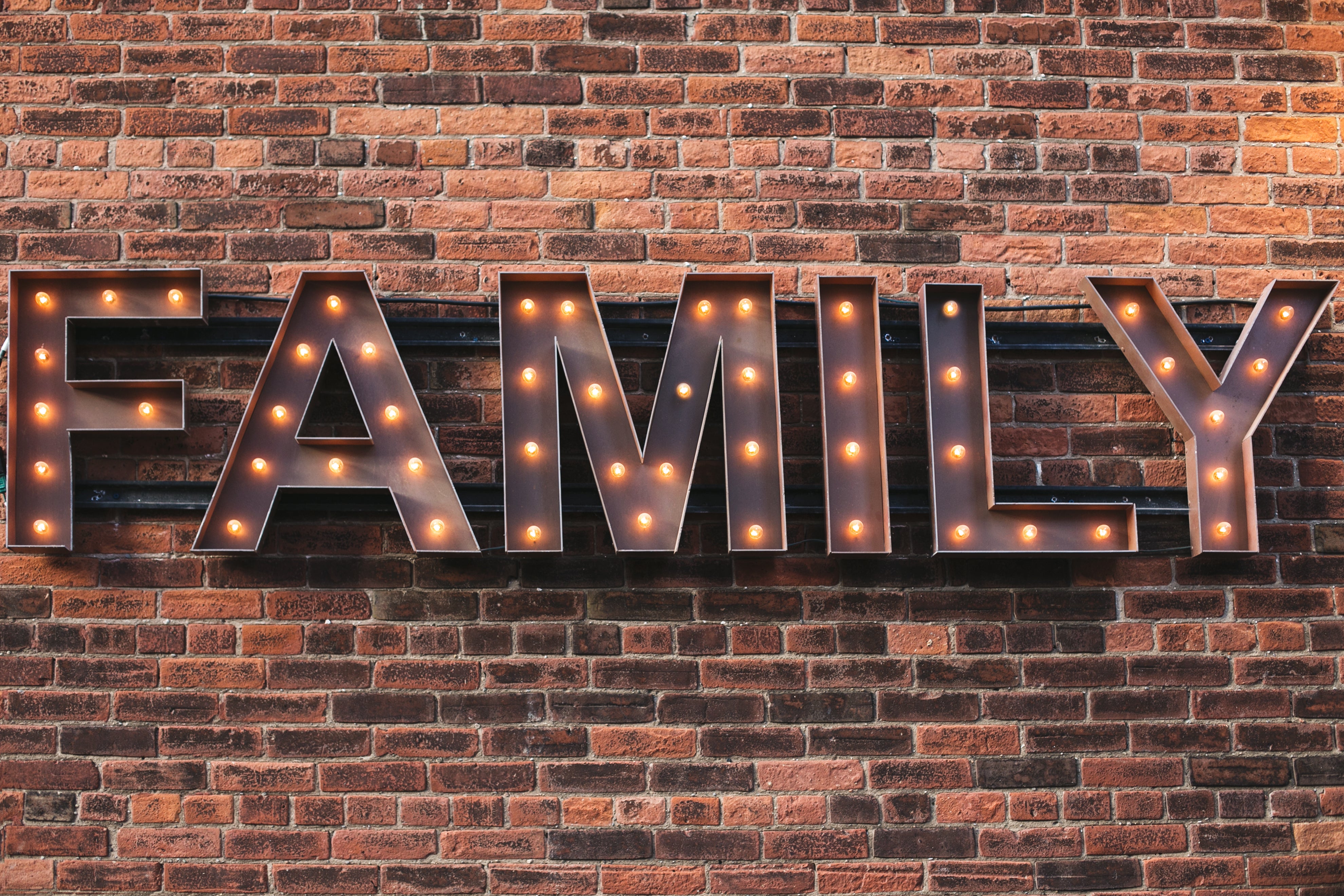 family text in lights