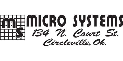 Logo and text for Micro Systems with address on a white background